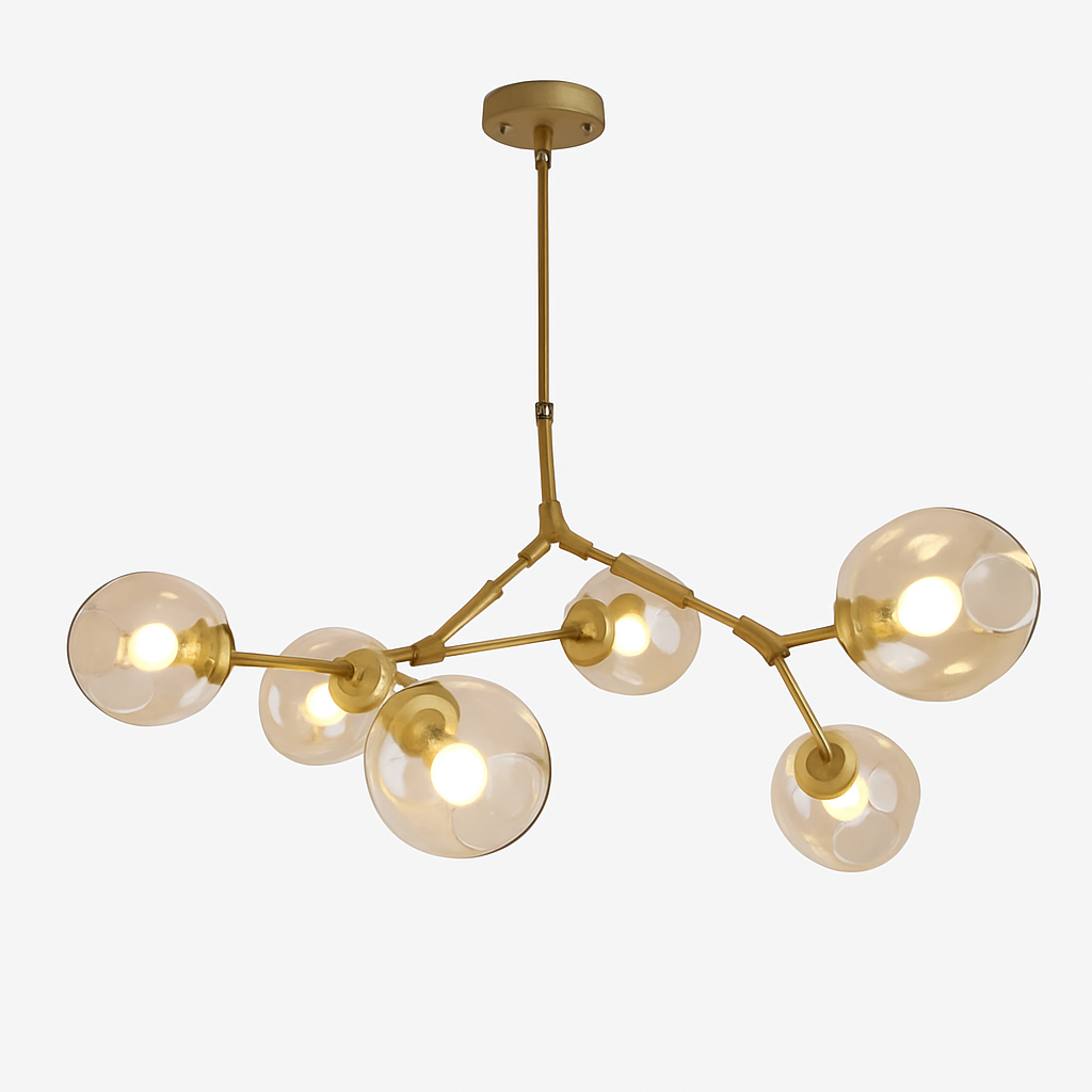Lustre Design Doré Lindsey en Métal et Verre
