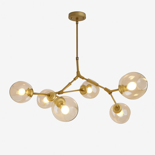 Lustre Design Doré Lindsey en Métal et Verre