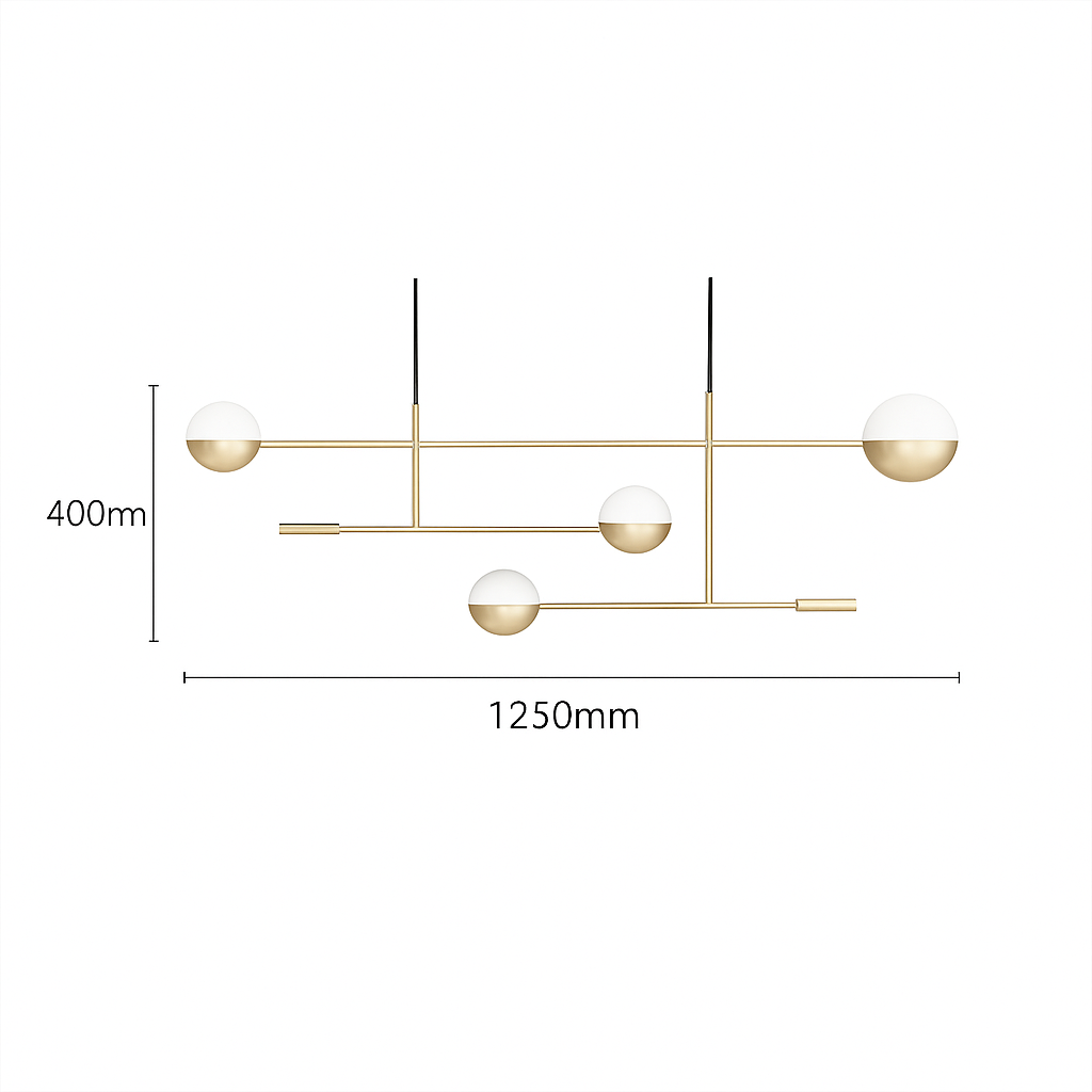 Lustre Design Zev Doré Métal Suspension Moderne