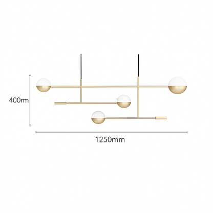 Lustre Design Zev Doré Métal Suspension Moderne