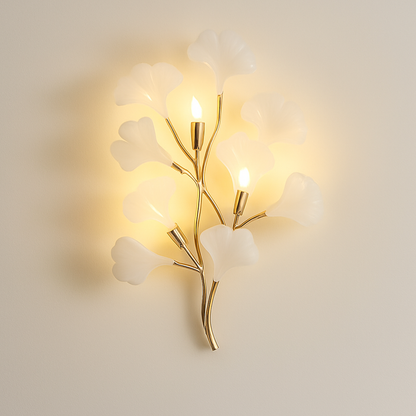 Lustre Design Feuilles Céramique Dorées - Moderne & Élégant