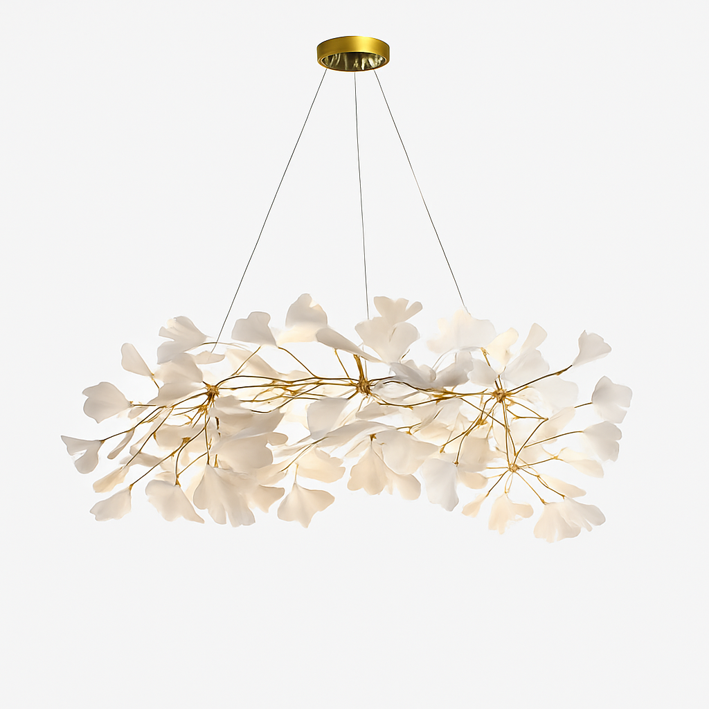 Lustre Design Feuilles Céramique Dorées - Moderne & Élégant