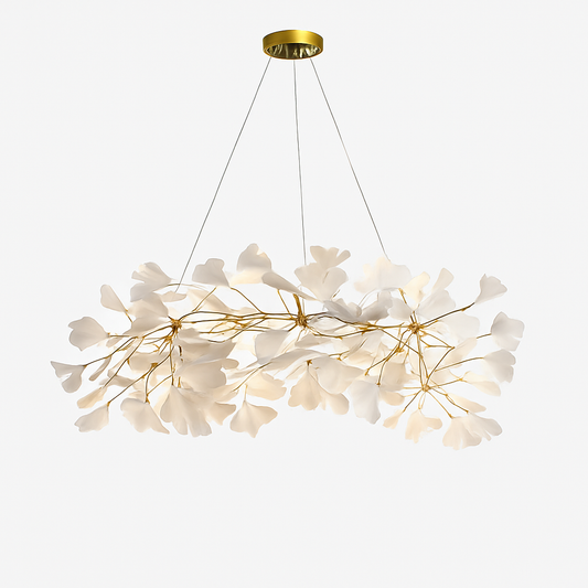 Lustre Design Feuilles Céramique Dorées - Moderne & Élégant
