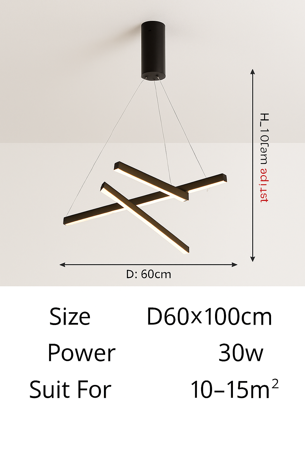 Lustre LED Design Métal Noir Solana