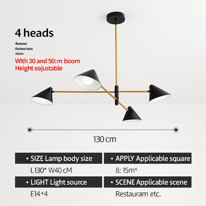 Lustre LED Triangle Design Moderne Noir Métal