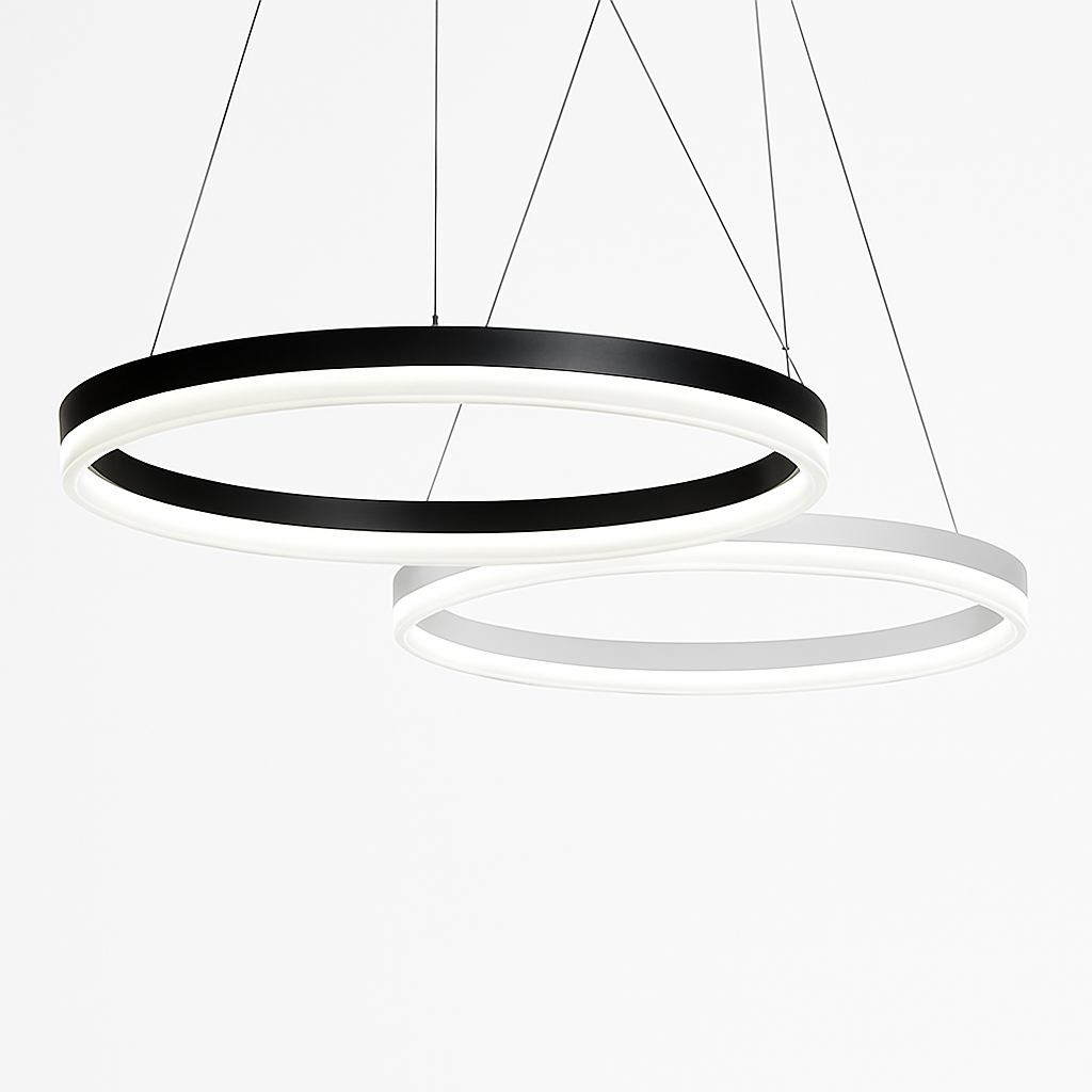 Lustre LED Cercle Moderne Noir ou Blanc