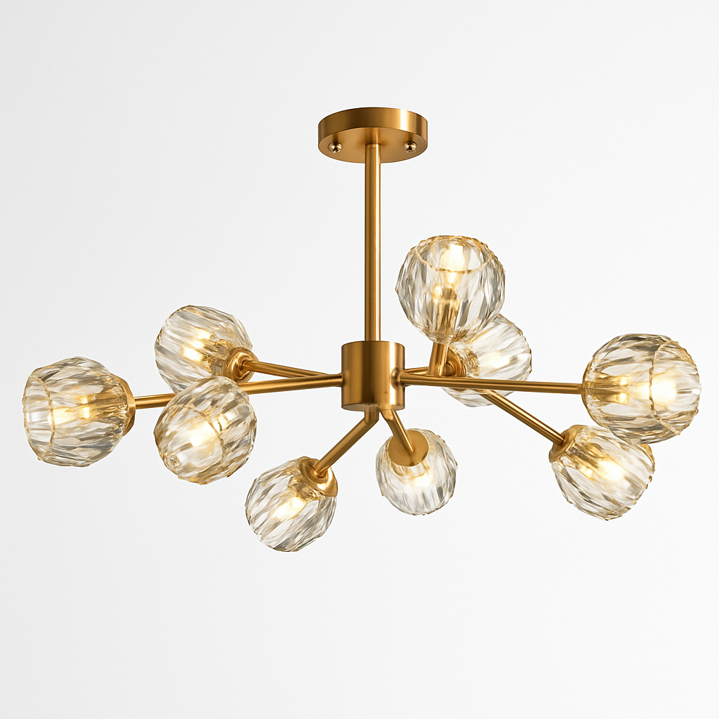 Lustre LED Cristal Doré Design Européen