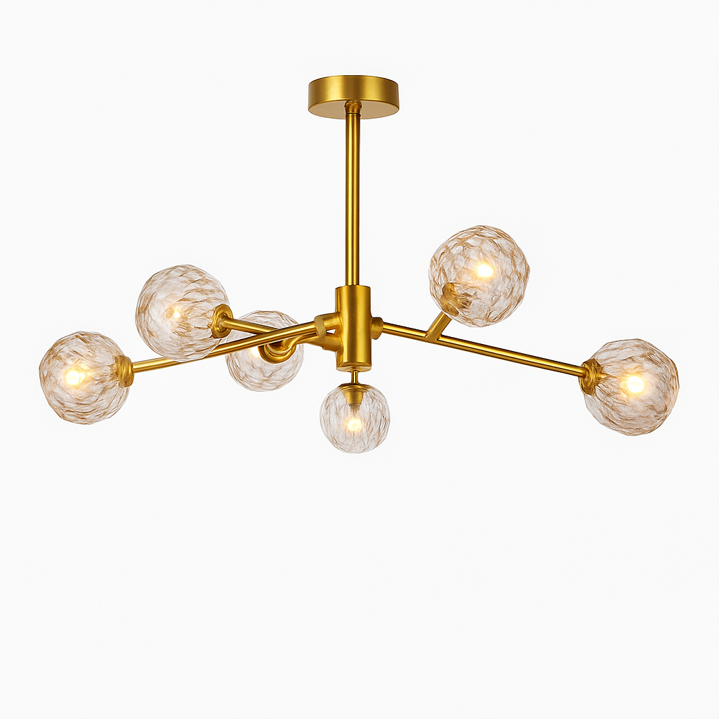 Lustre LED Cristal Doré Design Européen