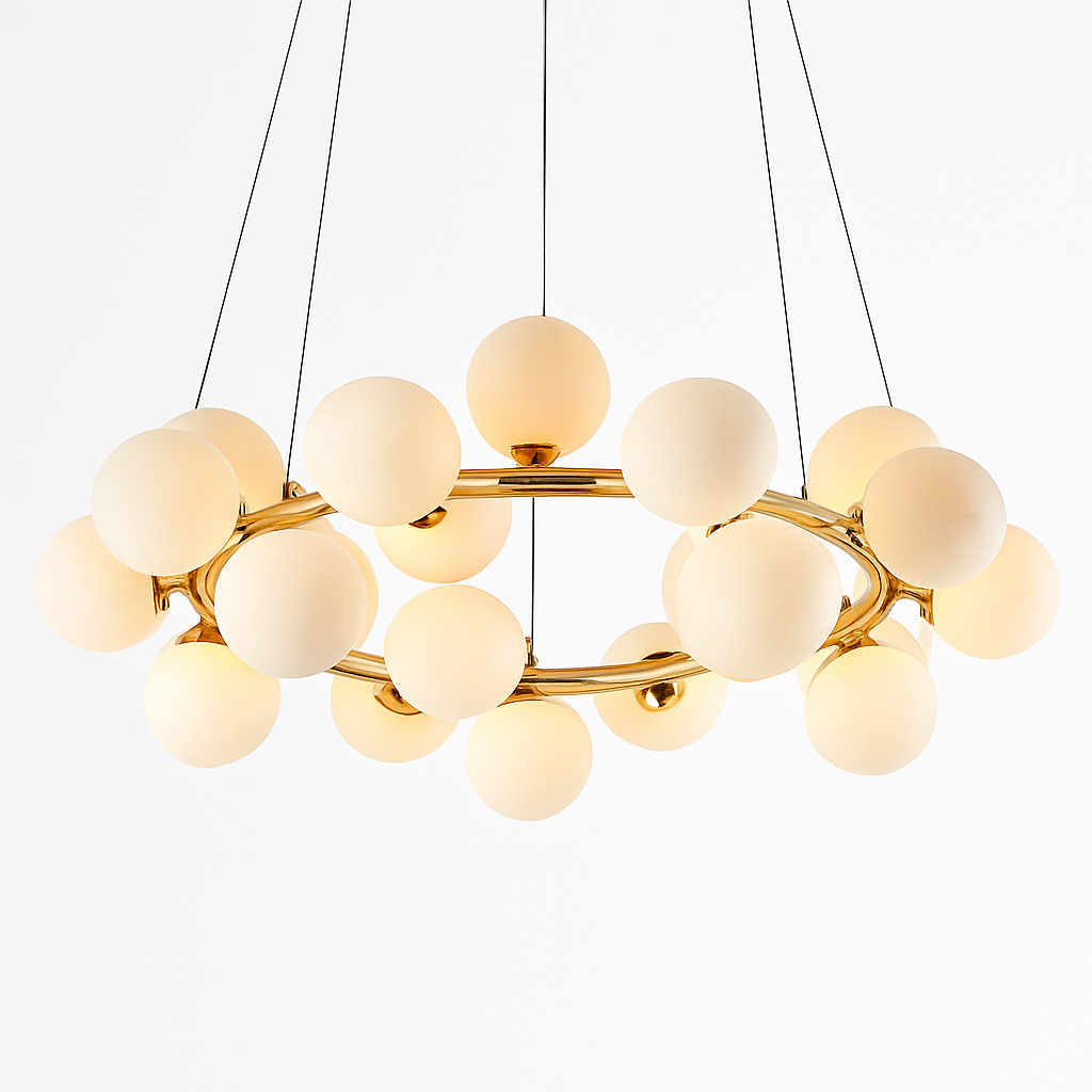 Lustre Magic Métal & Verre Doré LED