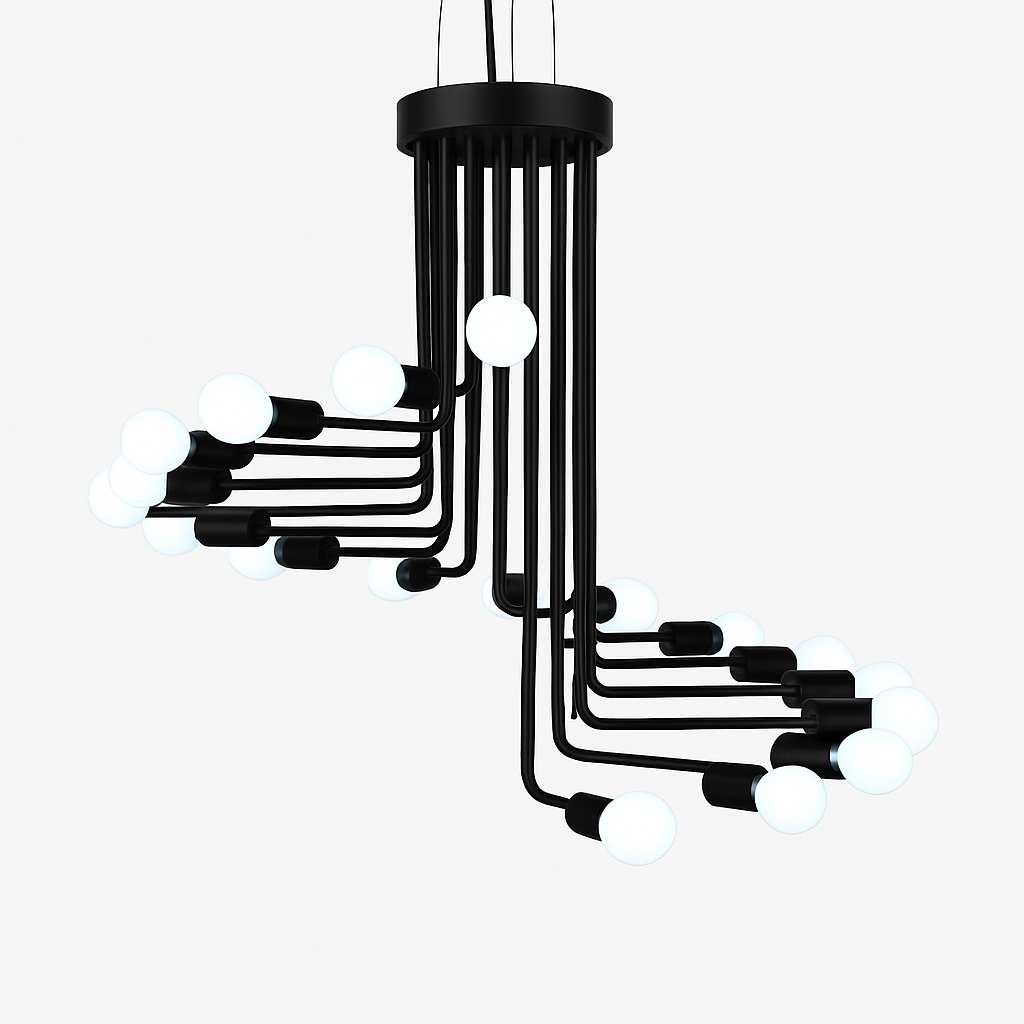 Lustre Design Industriel Noir Géométrique