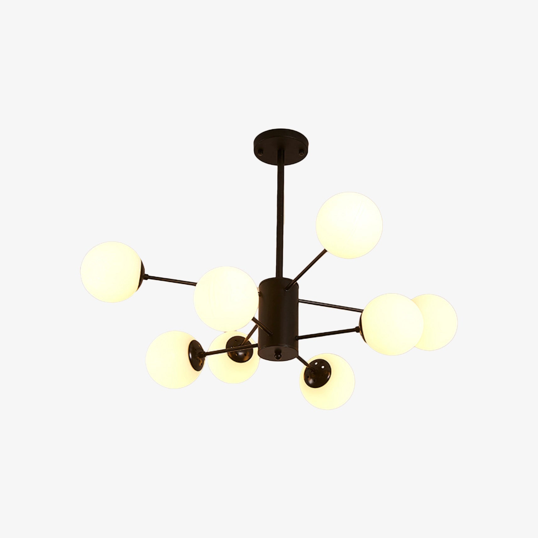 Lustre Design Vintage Noir XXL 8/12 Branches Verre