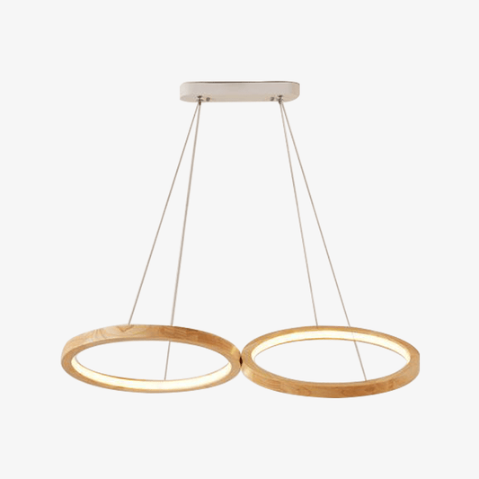 Lustre LED Bois Cercle Design Scandinave Marron