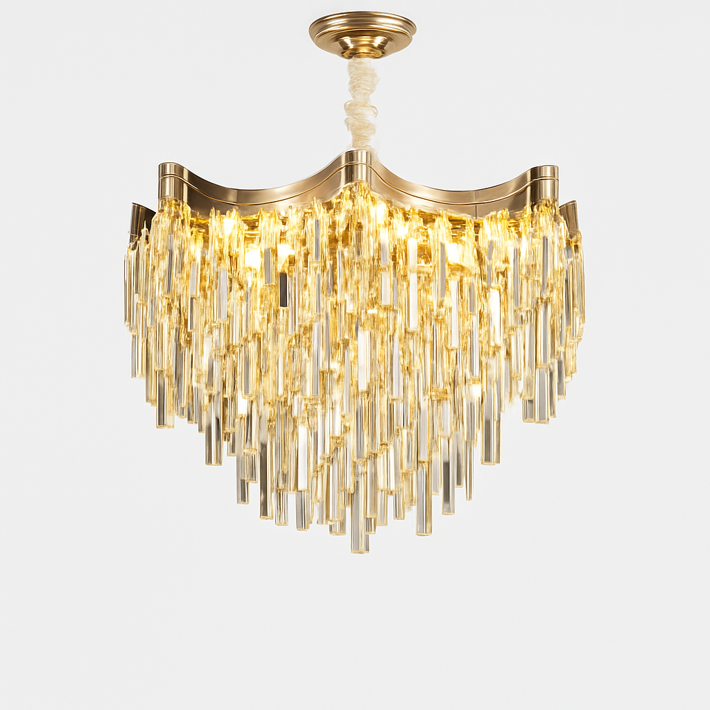 Lustre Cristal Doré 7 Niveaux Moderne