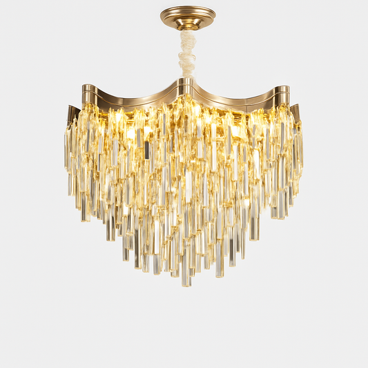Lustre Cristal Doré 7 Niveaux Moderne