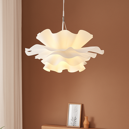 Lustre Design Nordique Fleurs Blanches Acrylique Chrome Poli