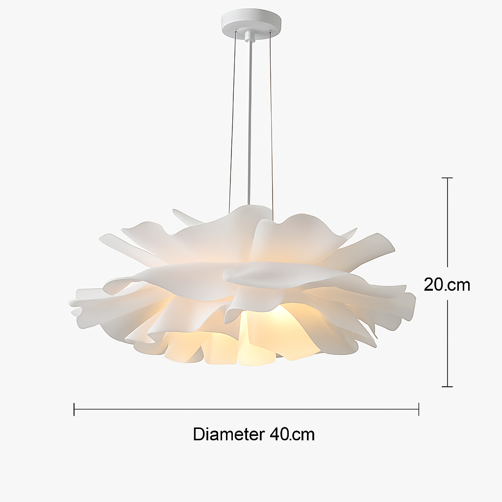 Lustre Design Nordique Fleurs Blanches Acrylique Chrome Poli