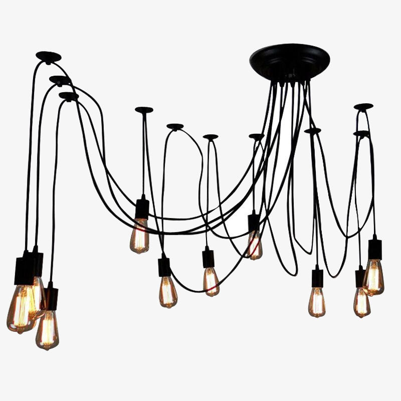 Lustre Araignée Industriel Métal Noir Spidde