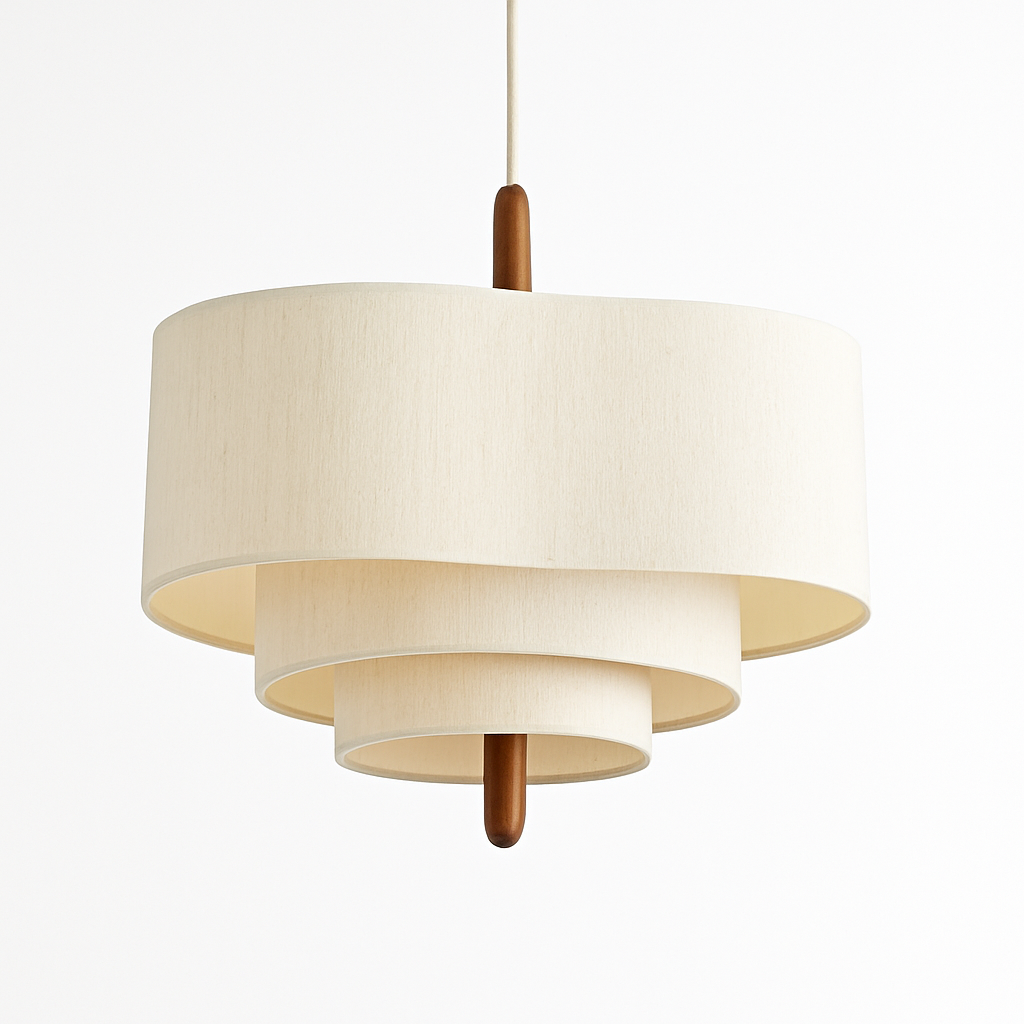 Lustre Japonais Suspendu Blanc Tissu & Fer