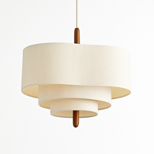 Lustre Japonais Suspendu Blanc Tissu & Fer