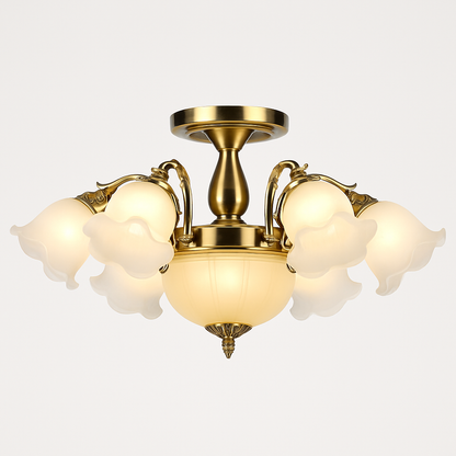 Lustre LED Design Floral Bronze Doré Cuivre