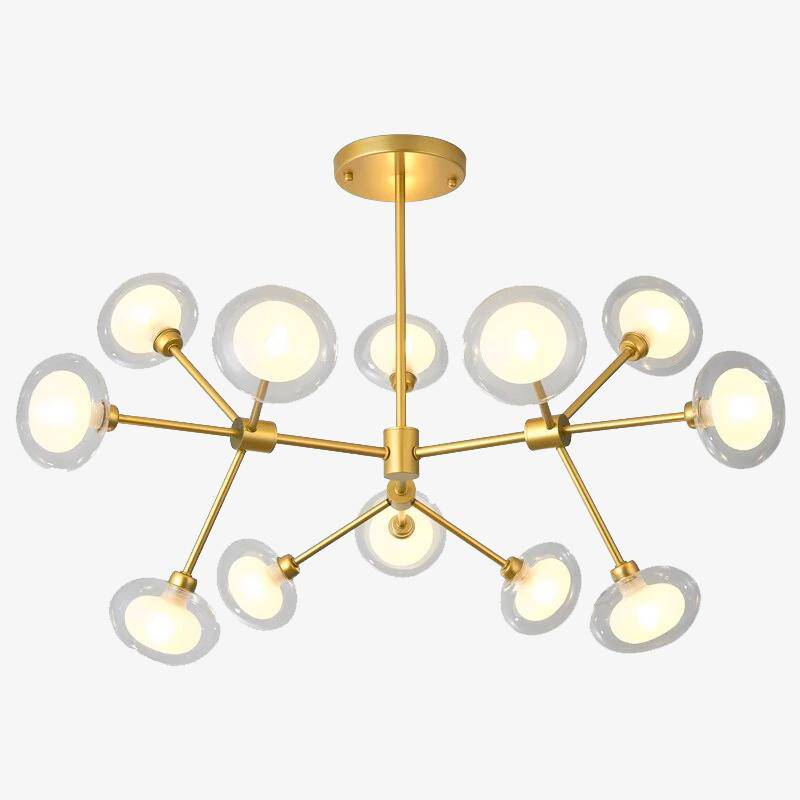 Lustre LED Design Verre Dépoli Doré ou Noir