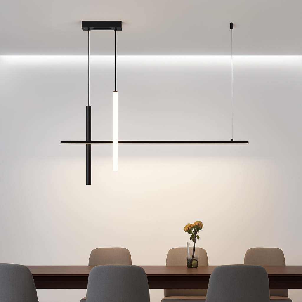 Lustre LED Noir Minimaliste Moderne Dimmable