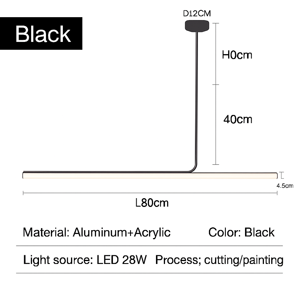 Lustre LED Long Moderne Noir/Blanc Dimmable