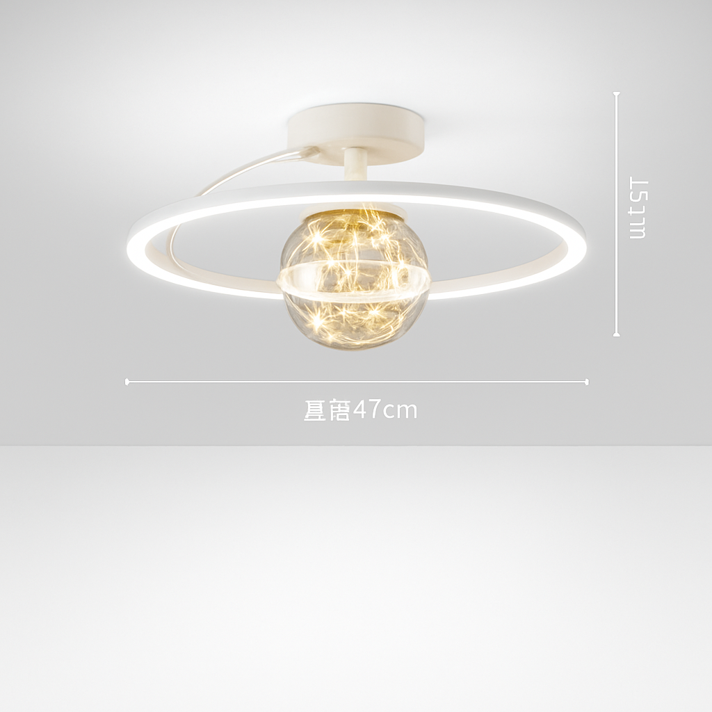 Lustre LED Doré Moderne en Verre Givré SANDYHA