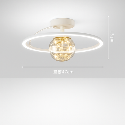 Lustre LED Doré Moderne en Verre Givré SANDYHA
