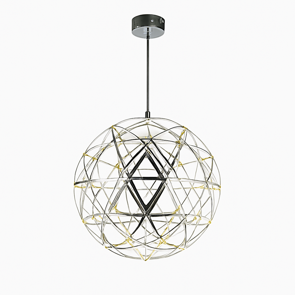 Lustre LED Boule Design Moderne Acier Inoxydable