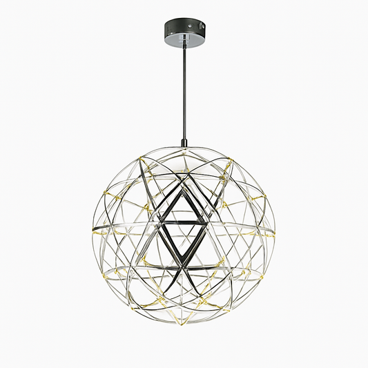 Lustre LED Boule Design Moderne Acier Inoxydable