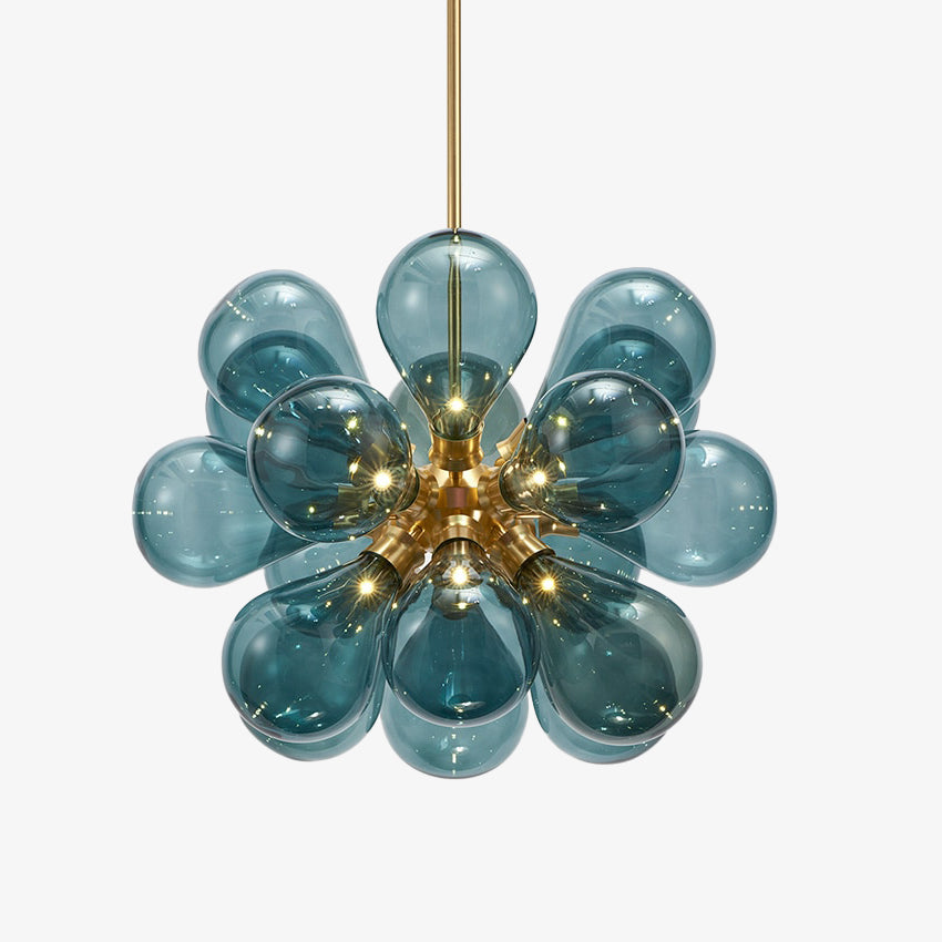 Lustre Moderne Boules Verre Blanc & Vert