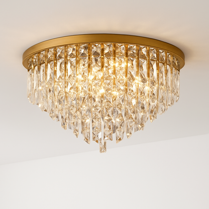 Lustre Moderne Acier & Cristaux Style Art Déco
