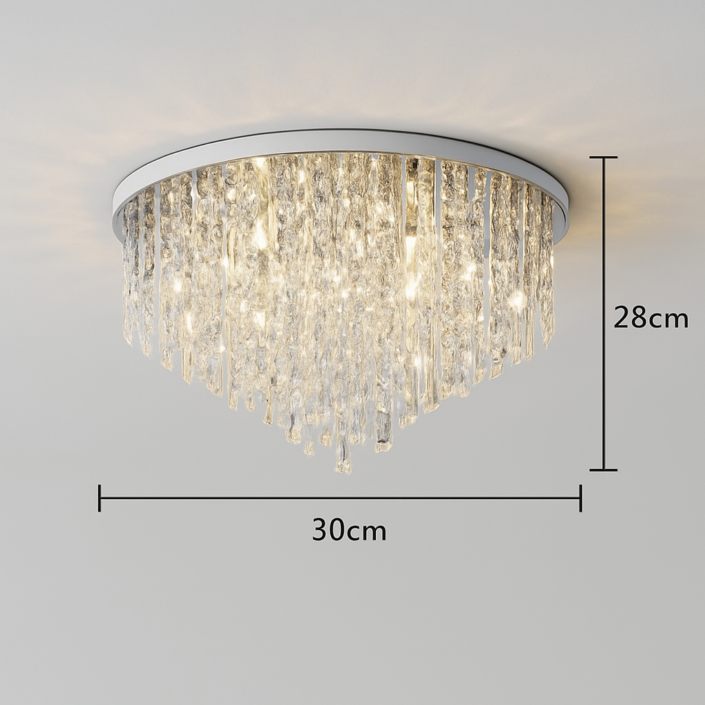 Lustre Moderne Acier & Cristaux Style Art Déco