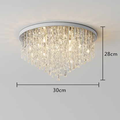 Lustre Moderne Acier & Cristaux Style Art Déco