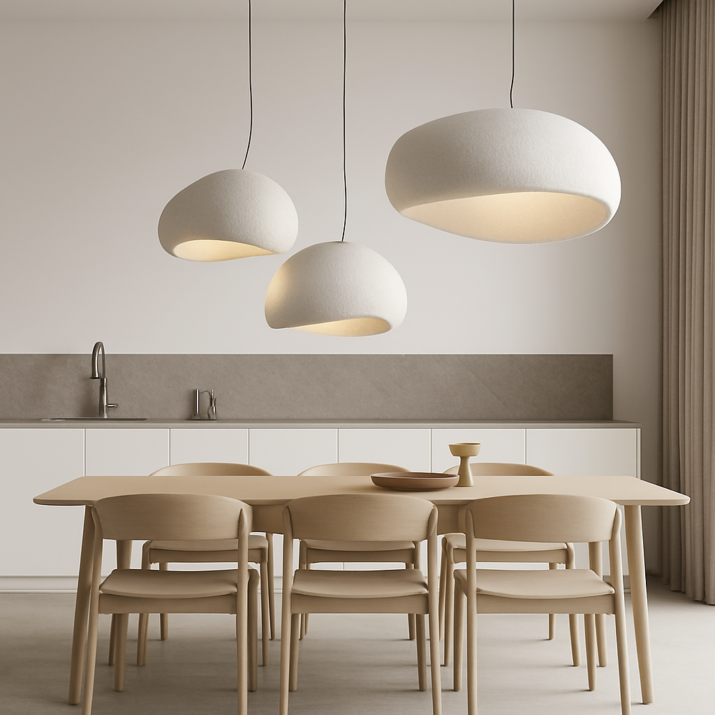 Lustre LED Design Scandinave Wabi Sabi Blanc/Gris