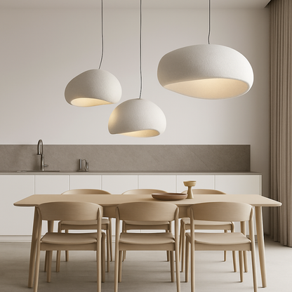 Lustre LED Design Scandinave Wabi Sabi Blanc/Gris