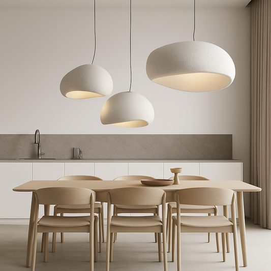 Lustre LED Design Scandinave Wabi Sabi Blanc/Gris