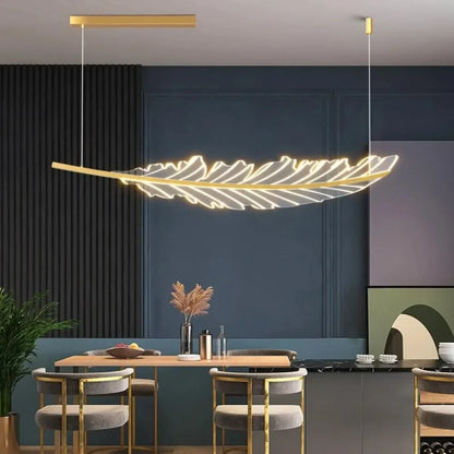 Lustre LED doré | Plume Lumina