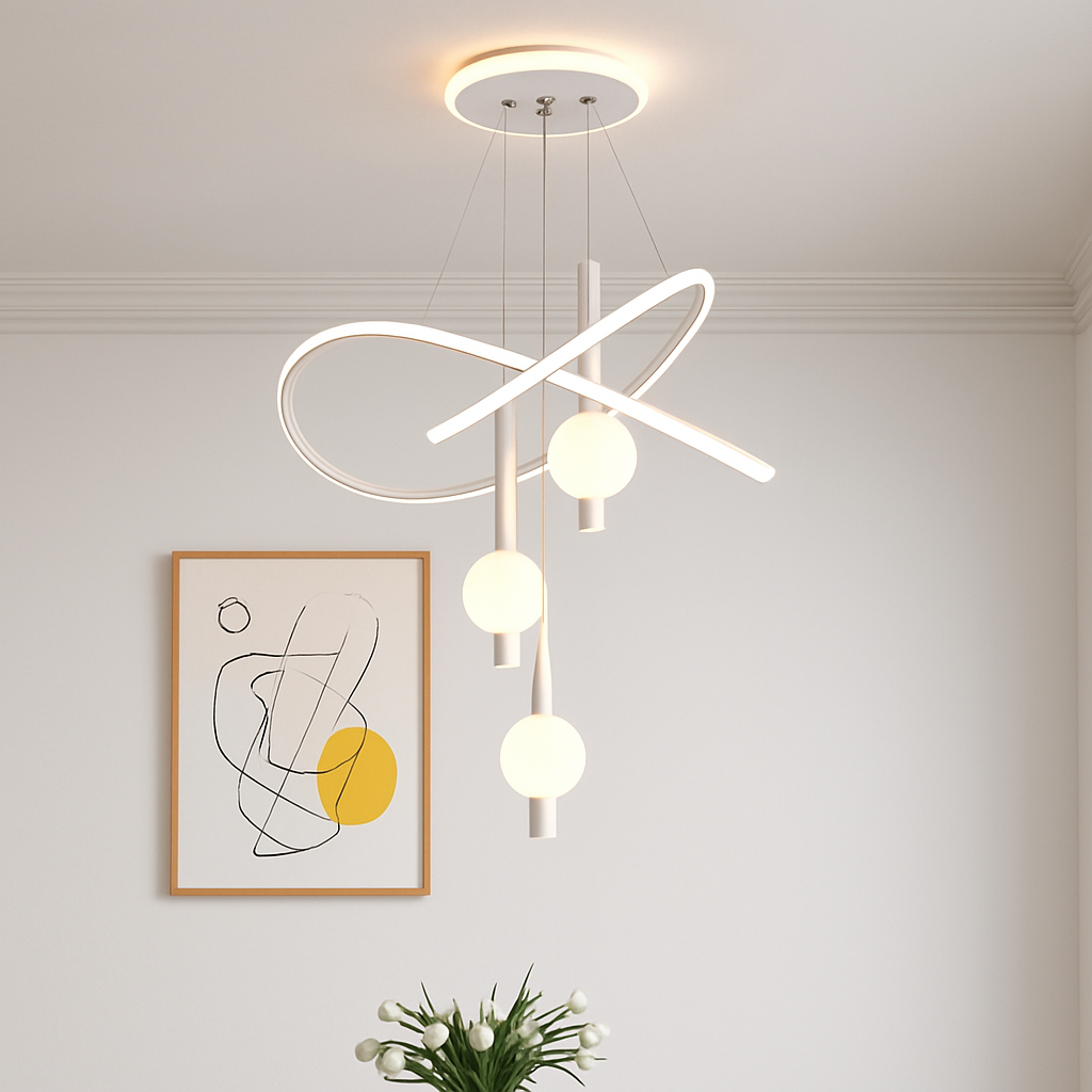 Lustre Suspendu LED Moderne en Verre Dimmable