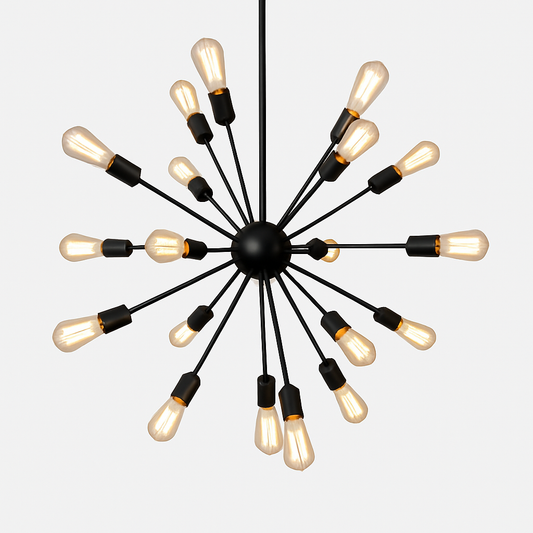 Lustre Sputnik Design Industriel Noir 12 ou 18 Branches