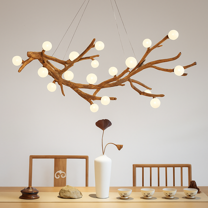 Lustre Vintage LED Branches d'Arbre en Résine