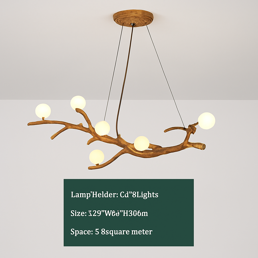 Lustre Vintage LED Branches d'Arbre en Résine