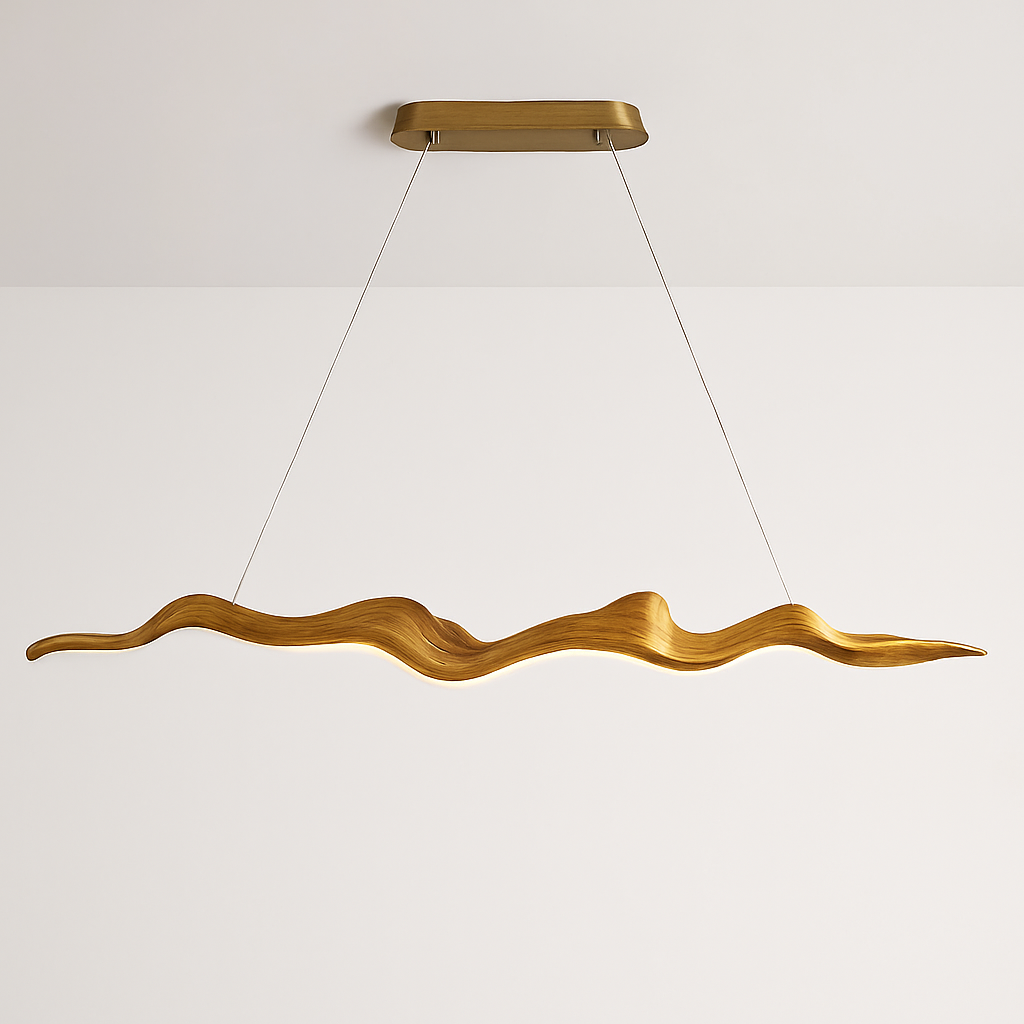 Lustre LED Vintage Feuille Bois & Métal