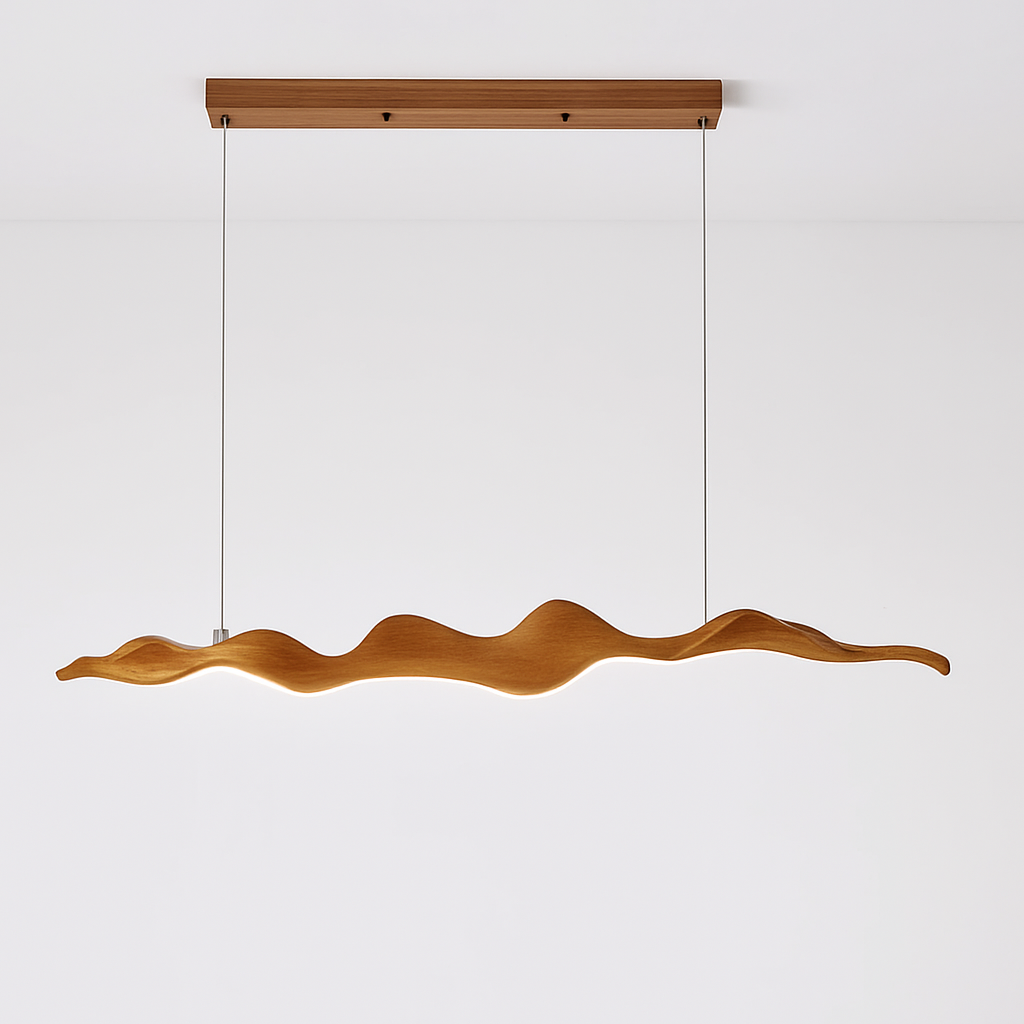 Lustre LED Vintage Feuille Bois & Métal