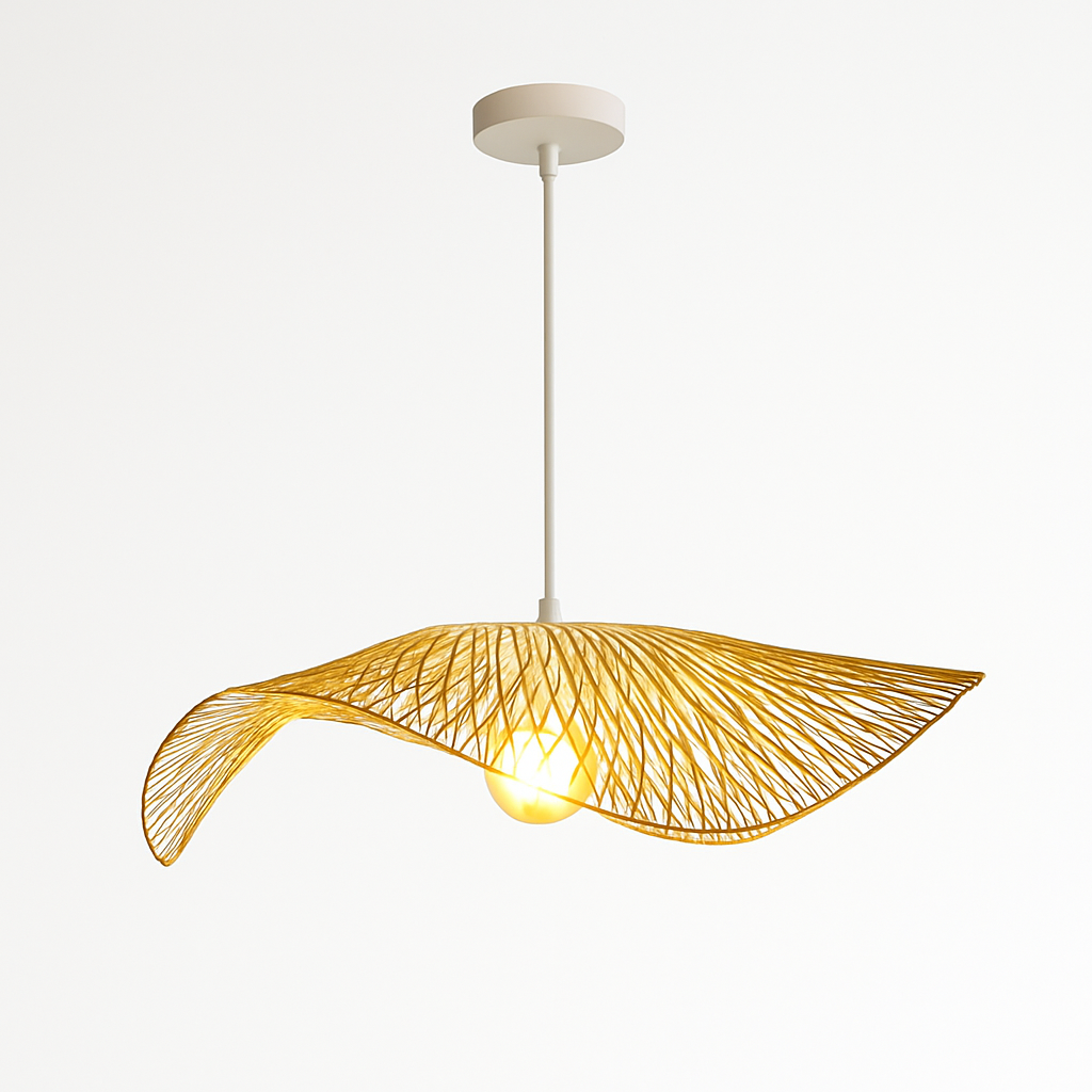 Lustre Suspension Bambou Tissé Artisanal - Ø35-85cm