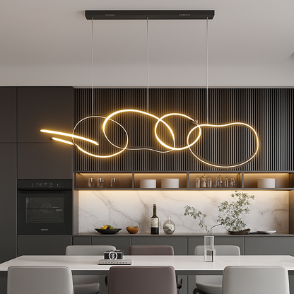 Lustre LED Moderne Vintage Noir ou Or