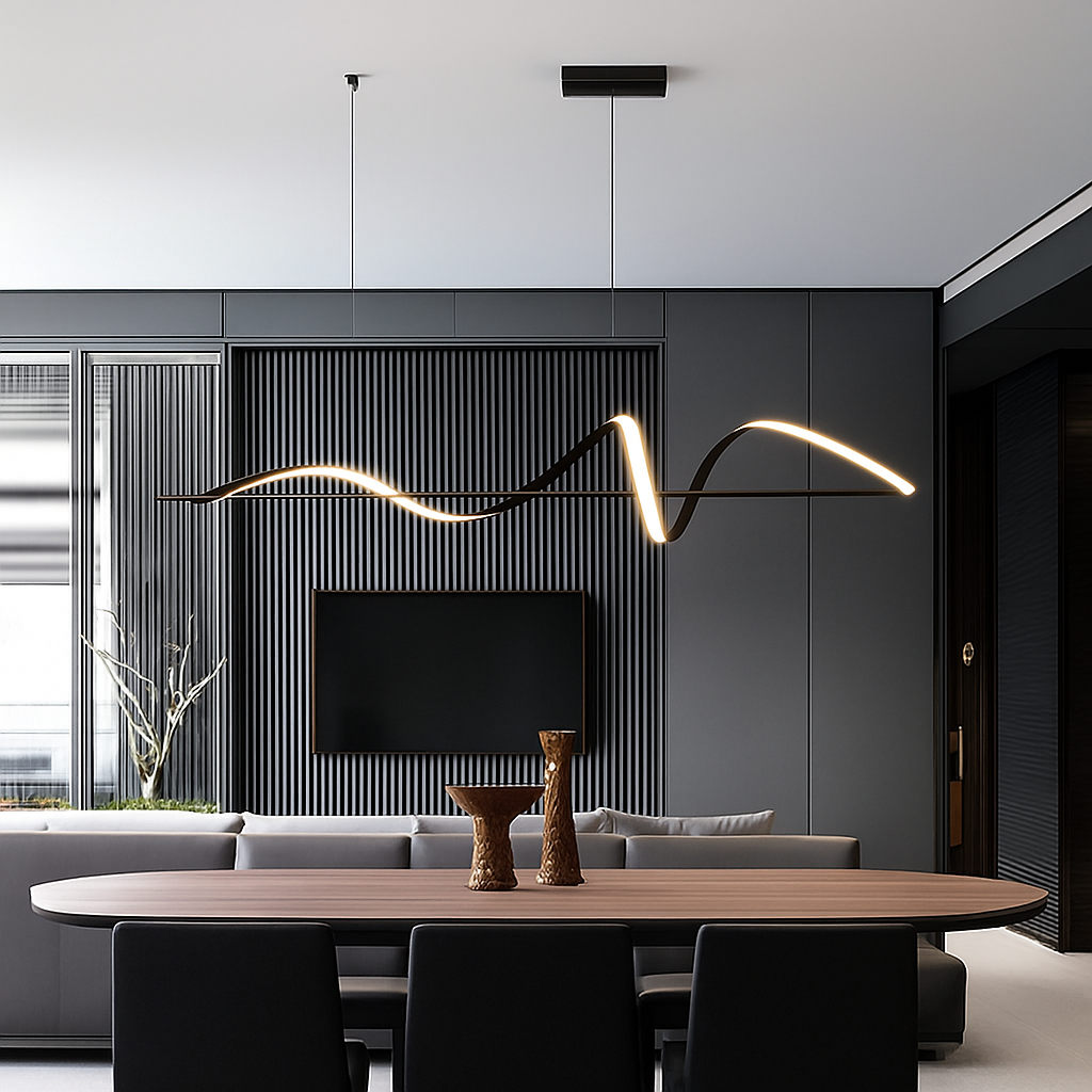 Lustre Suspension LED Design Dimmable - Noir, Blanc ou Doré