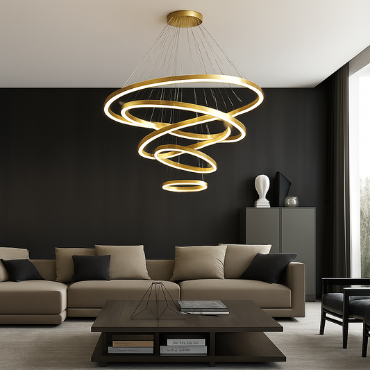 Lustre LED Moderne Anneaux Géométriques Aluminium