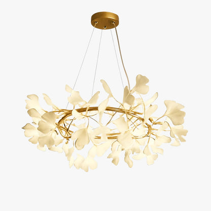 Lustre LED Feuille Ginkgo Design Moderne Métal Doré ou Noir
